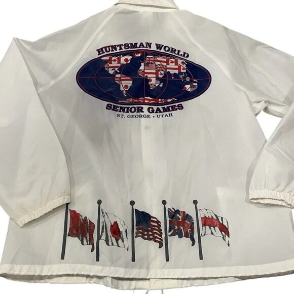 Auburn Sportswear Huntsman World Senior Games Jacket XL White USA Made Nylon - Picture 2 of 9